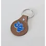 Leather Keychain with Aquarius Zodiac Emblem Handcrafted Design