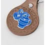Leather Keychain with Aquarius Zodiac Emblem Handcrafted Design