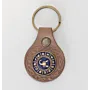 Natural Leather Keychain with Blue and Gold Scorpio Zodiac Emblem