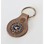 Natural Leather Keychain with Blue and Gold Scorpio Zodiac Emblem