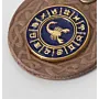 Natural Leather Keychain with Blue and Gold Scorpio Zodiac Emblem
