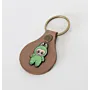 Leather Keychain with Green Labubu Character Handcrafted Design