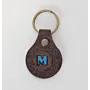Leather Keychain with Blue Letter M Emblem Handcrafted Design