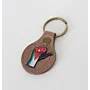 Natural Leather Keychain with Raised Fist in Jordan Flag Colors