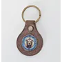 Handmade Natural Leather Keychain with Lion Portrait Medallion