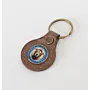 Handmade Natural Leather Keychain with Lion Portrait Medallion