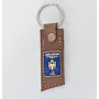Artisan Natural Leather Keychain with Jordanian Passport Design