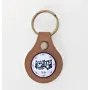 Natural Leather Keychain with Round Arabic Calligraphy Medallion