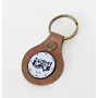 Natural Leather Keychain with Round Arabic Calligraphy Medallion