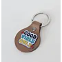 Artisan Natural Leather Keychain with Good Vibes Only Lettering