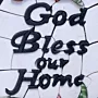 God Bless Our Home Floral Stone Mosaic Wall Plaque