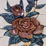 Handmade Bronze Rose Stone Mosaic Wall Art