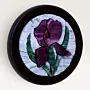 Round Purple Iris Stone Mosaic on Pale Background
