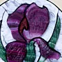 Round Purple Iris Stone Mosaic on Pale Background