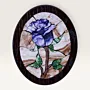 Blue Lilac Rose Oval Stone Mosaic Wall Art