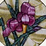 Round Purple Iris Mosaic with Golden Beige Background