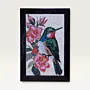 Handmade Hummingbird and Floral Stone Mosaic Wall Art