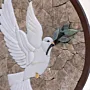 Handmade Peace Dove Round Stone Mosaic Wall Artwork