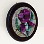Round Purple Iris Mosaic on Beige Stone Background