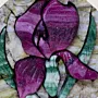 Round Purple Iris Mosaic on Beige Stone Background