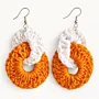 Orange and White Crochet Earrings – Interlocking Hoops