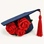Floral Graduation Cap – Navy with Red Crochet Roses