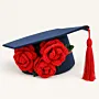 Floral Graduation Cap – Navy with Red Crochet Roses