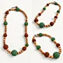 Multicolor Crochet Bead Necklace with Natural Olive Wood