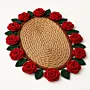 Rustic Rose Crochet and Rope Table Mat – 25x40 cm