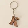 Rustic Wooden Initial K Keychain with Hand-Carved Letter Detail