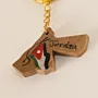 Olive Wood Jordan Map Keychain with Flag and Jordan Detail