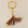 Olive Wood Jordan Map Keychain with Flag and Jordan Detail