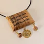 Handmade Olive Wood Arabic Calligraphy Necklace with Coin Charms