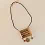 Handmade Olive Wood Arabic Calligraphy Necklace with Coin Charms