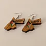 Jordan Map Wooden Earrings with Flag and Jordan Lettering