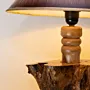 Rustic Olive Wood Table Lamp with Natural Trunk Base and Fabric Shade