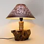 Rustic Olive Wood Table Lamp with Natural Trunk Base and Fabric Shade