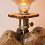 Sculptural Olive Wood Table Lamp with Exposed Globe Bulb