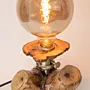 Sculptural Olive Wood Table Lamp with Exposed Globe Bulb