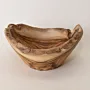 Deep Olive Wood Serving Bowl with Raised Natural Edge