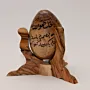 Arabic Calligraphy Wooden Egg Sculpture with Display Stand