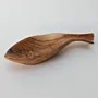 Leaf-Shaped Olive Wood Serving Dish with Short Handle