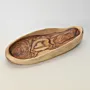 Oval Olive Wood Serving Tray with Raised Natural-Edge Rim