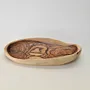 Oval Olive Wood Serving Tray with Raised Natural-Edge Rim