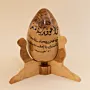 Arabic Calligraphy Wooden Egg Sculpture on Turned Pedestal