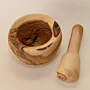 Hand-Carved Olive Wood Mortar and Pestle Set with Natural Grain