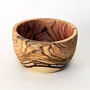 Deep Round Olive Wood Bowl with Dramatic Dark Grain Pattern