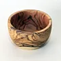 Deep Round Olive Wood Bowl with Dramatic Dark Grain Pattern