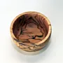 Deep Round Olive Wood Bowl with Dramatic Dark Grain Pattern
