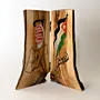Jordan and Palestine Wooden Open-Book Sculpture with Flag Motifs